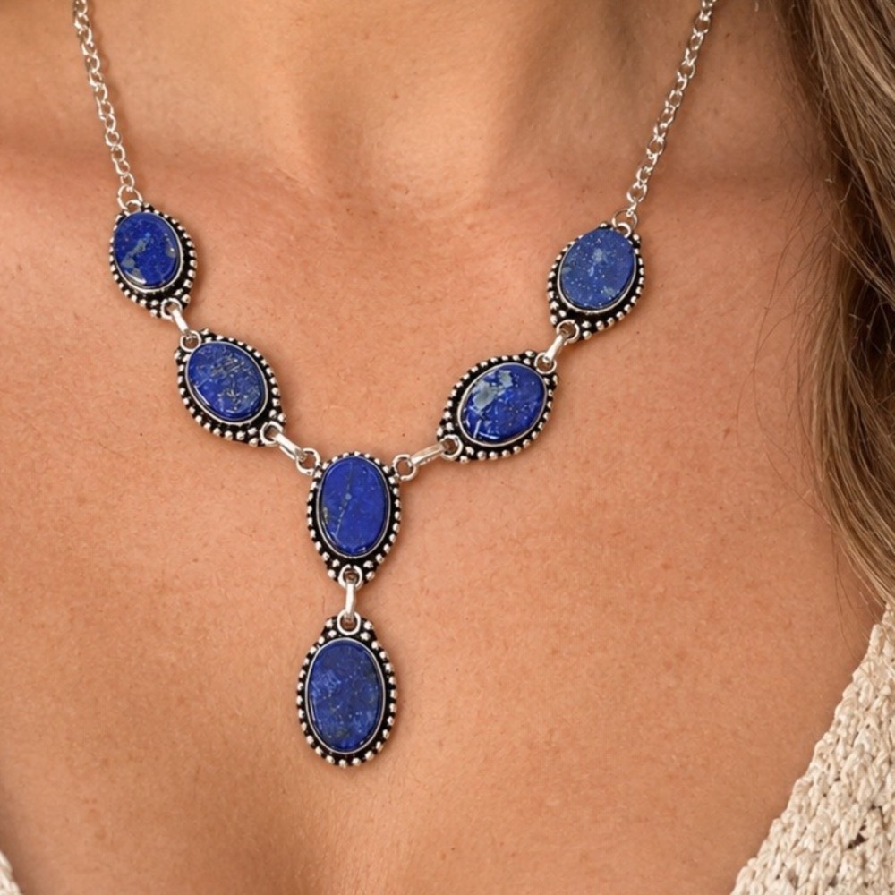 Lapis Lazuli Gemstone Ethnic Handmade Necklace Women 
20" Boho Artisan Tribal